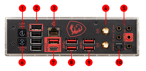 MSI MEG Z390 ACE back panel ports