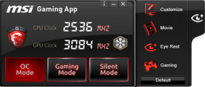 MSI Gaming App, one-click performance gain for MSI GAMING graphics cards