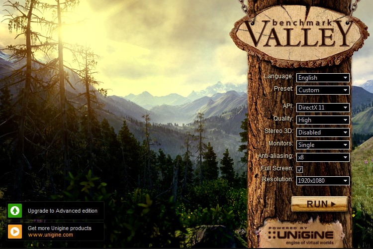 Unigine Valley, very popular and free benchmarking software.