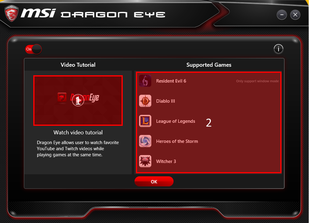 msi dragon eye supported games