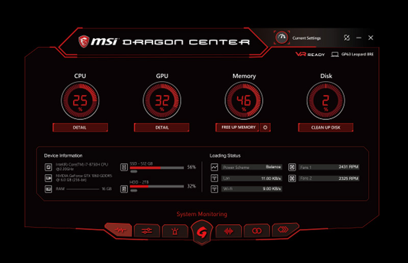 msi dragon gaming center startup