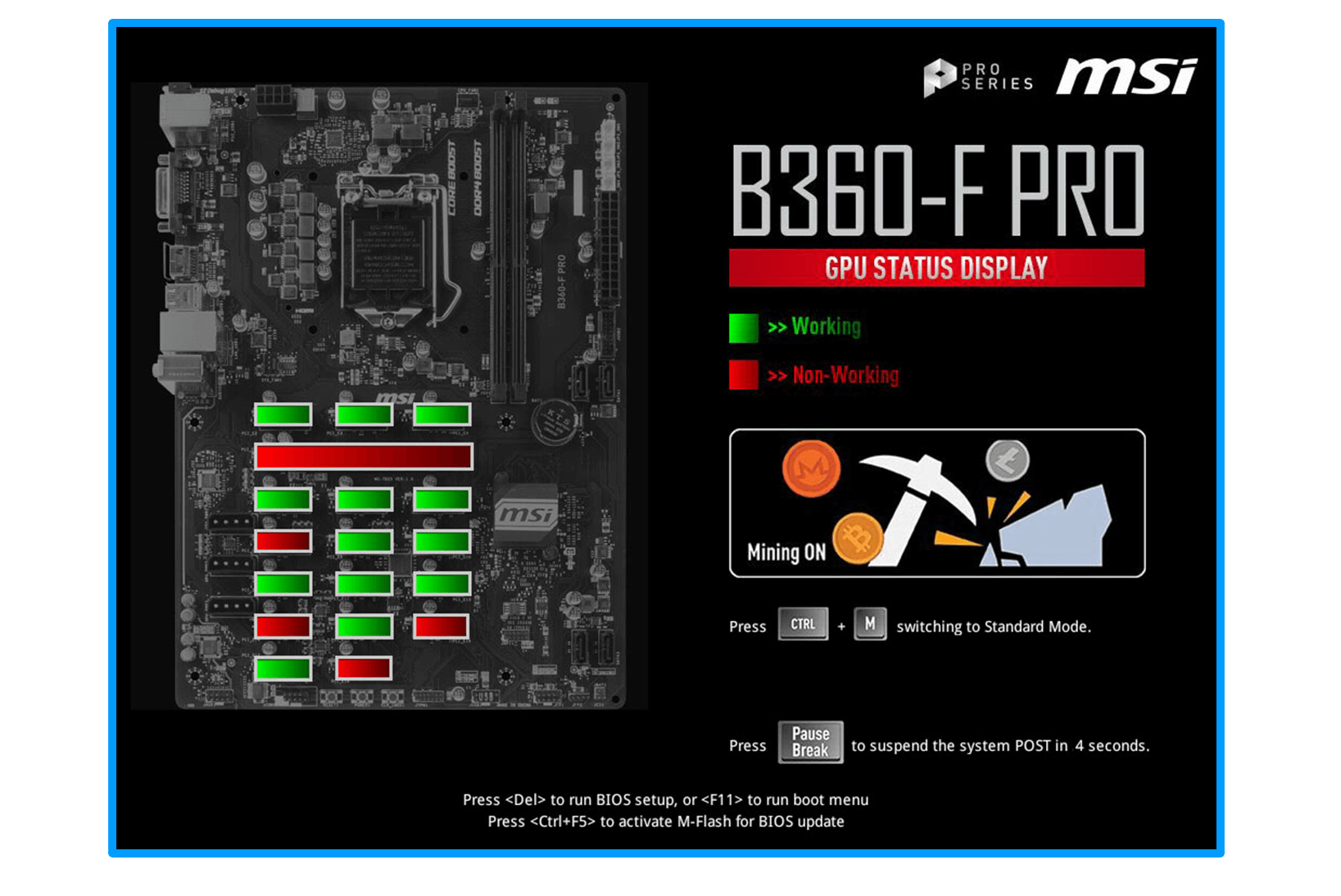 Msi b360 f pro не стартует