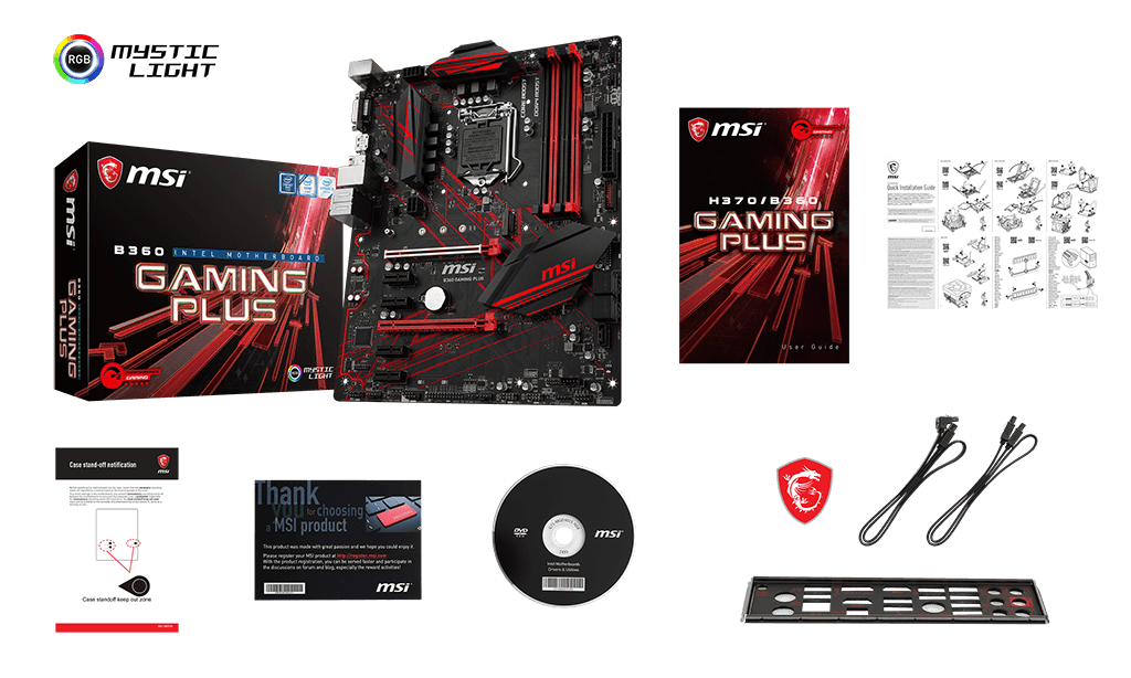 MSI B360 GAMING PLUS box content