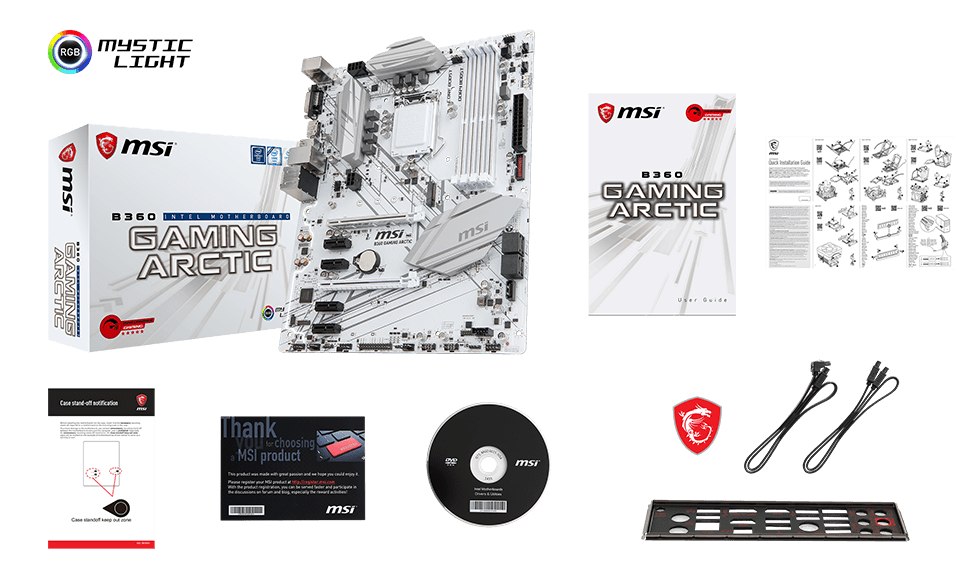 MSI B360 GAMING ARCTIC box content