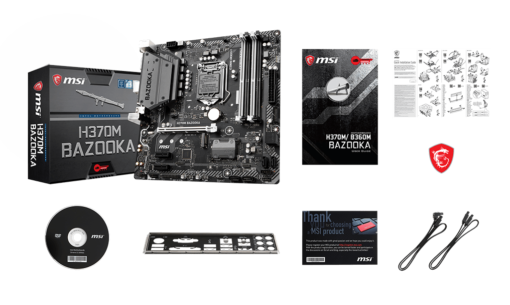 MSI H370M BAZOOKA box content