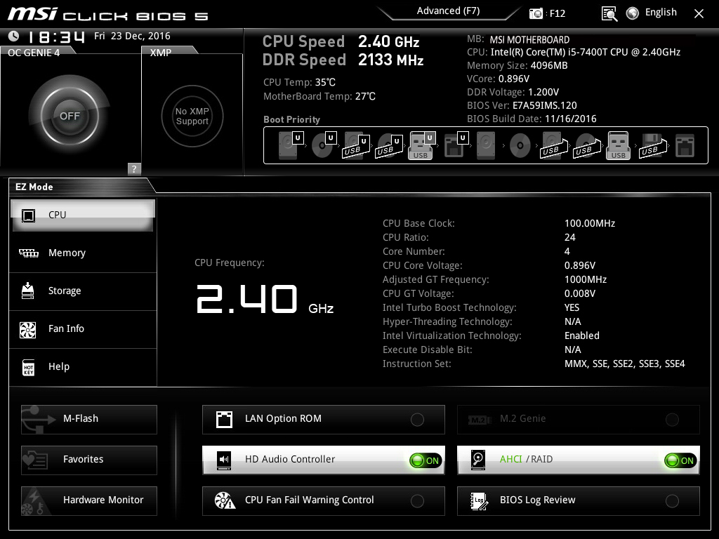 MSI Intel Z270 PC MATE 7th/6th Gen USB2 Motherboard - Black