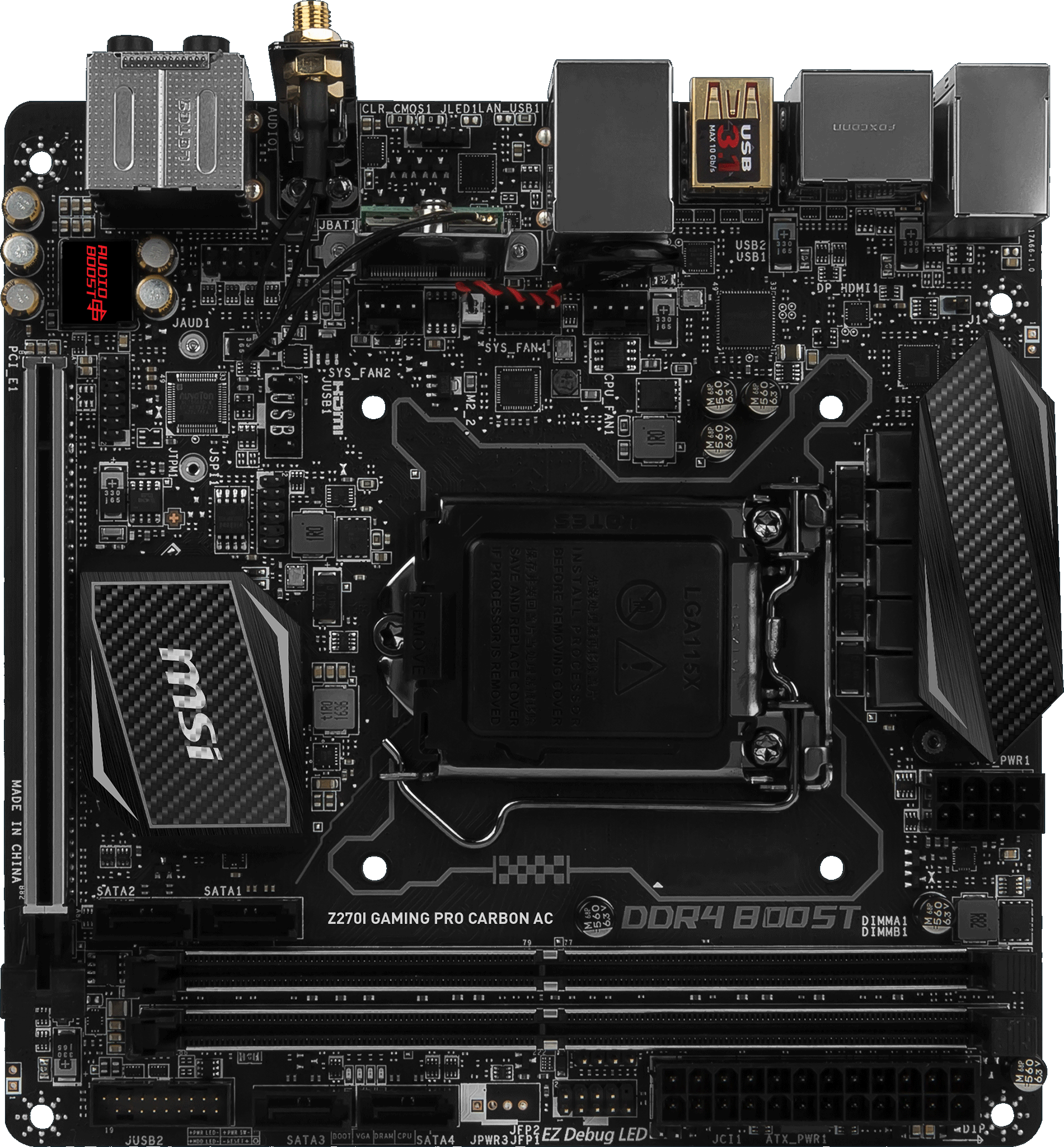 MSI Z270I Gaming Pro Carbon AC LGA1151 Mini-ITX Motherboard