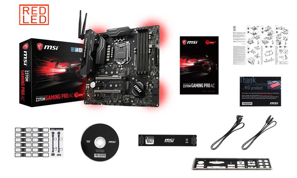 MSI Z370M GAMING PRO CARBON AC box content