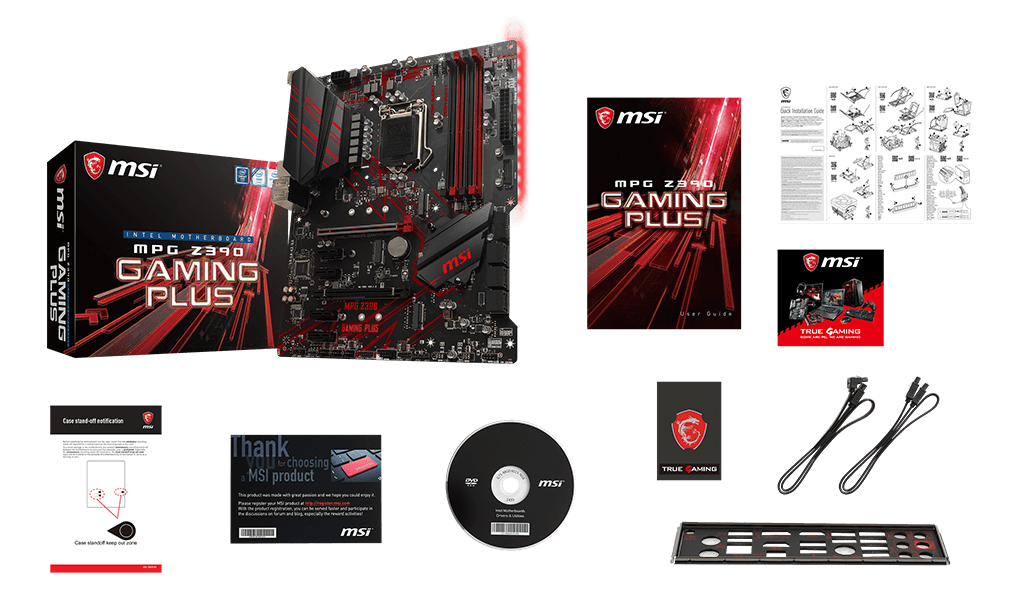 MSI MPG Z390 GAMING PLUS box content