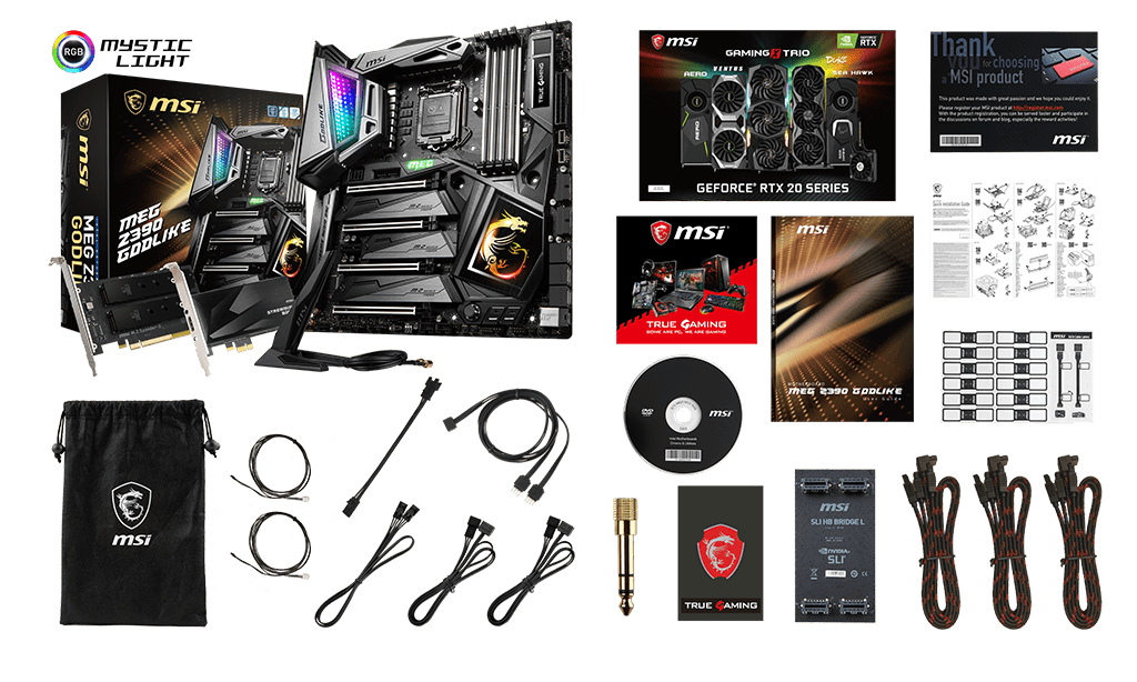 MSI MEG Z390 GODLIKE box content