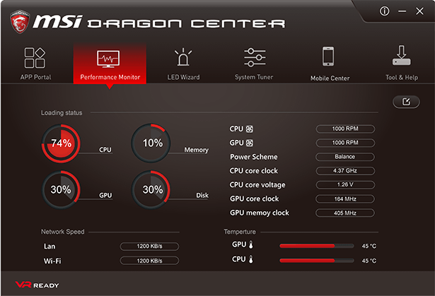 msi center cpu temperature