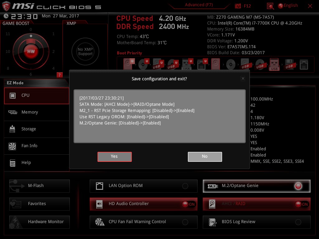 how to enable m 2 in bios msi?