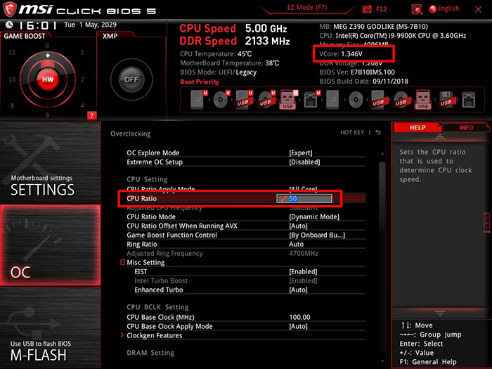 How can you overclock your Intel 9th Gen CPU up to 5GHz with MSI