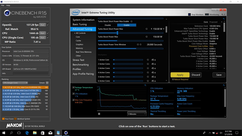 intel extreme tuning utility undervolt i7 8750h