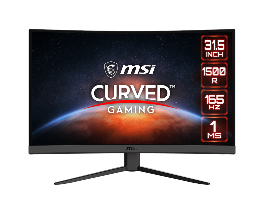 MSI Optix G32C4W Curved Gaming Monitor - 32 Inch, 16:9 Full HD (1920x1080),  Frameless design, 1ms Response Time, 1500R, VA Panel, 165Hz, AMD Free-Sync,  Less Blue Light, VESA Mounting, Display Port, HDMI