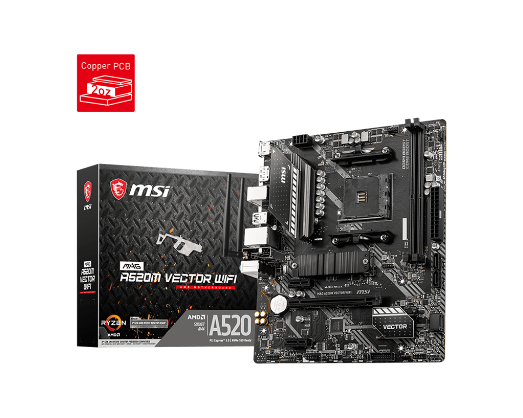 MSI MAG A520M VECTOR WIFI Gaming Motherboard (AMD Ryzen 3000 3rd 