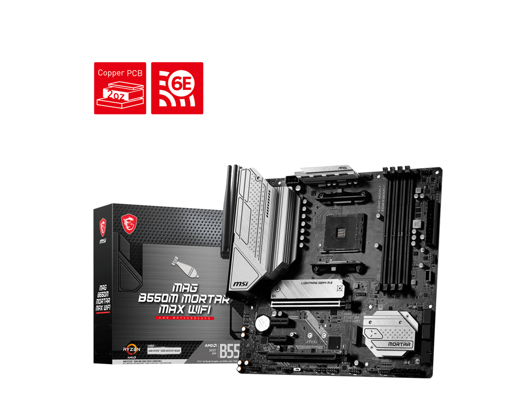 MSI MAG B550M MORTAR MAX WIFI AMD AM4 DDR4 Lightning Gen 4 M.2 