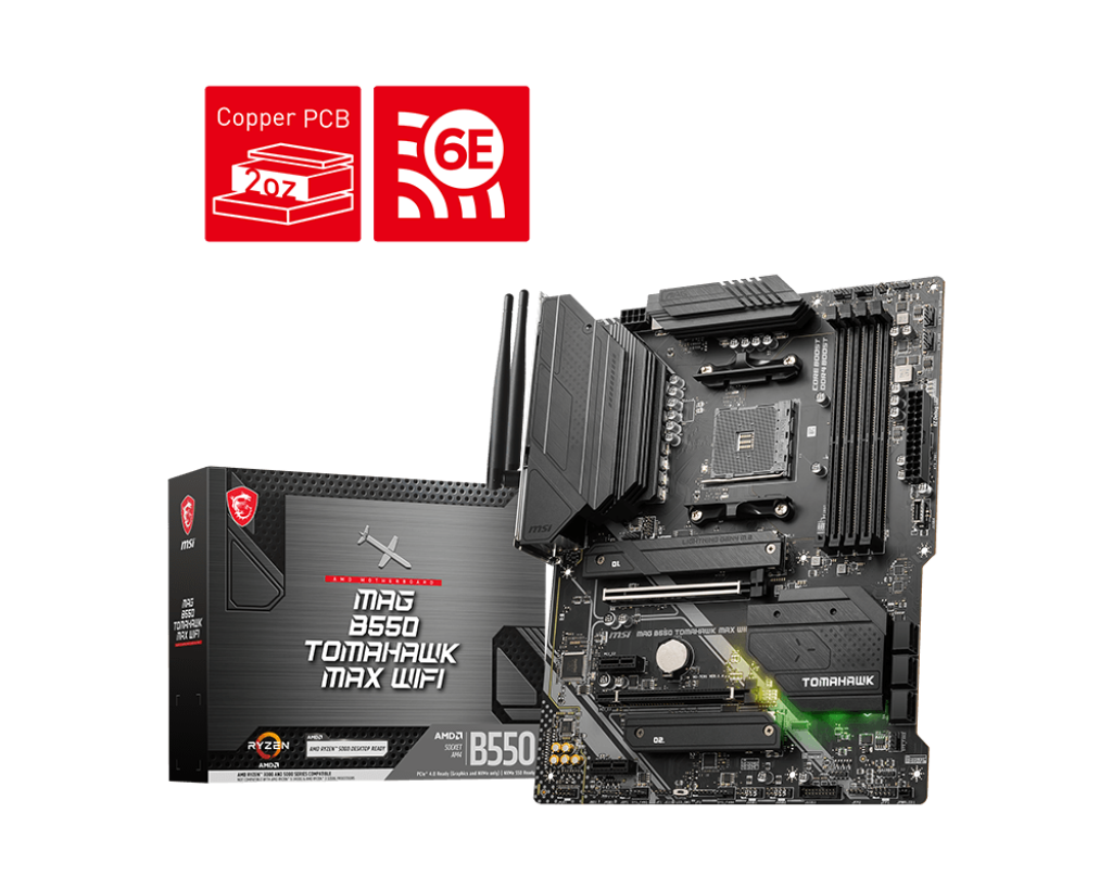 MSI MAG B550 TOMAHAWK MAX WIFI AMD AM4 DDR4 Lightning Gen 4 M.2 HDMI WiFi6E  ATX Gaming Motherboard