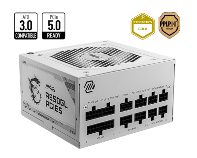 MSI MAG A850GL PCIE5 White Gaming Power Supply | Powered by MSI