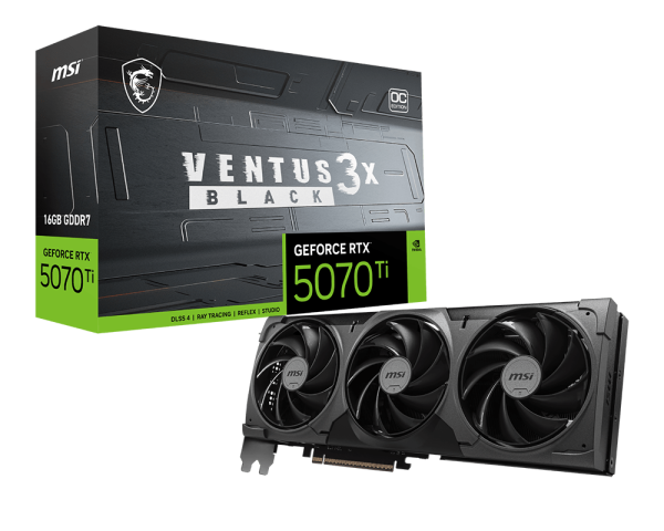 【保証有】MSI GeForce RTX 5070 Ti 16G MSI GeForce RTX™ 5070 Ti 16G VENTUS 3X OC BLACK