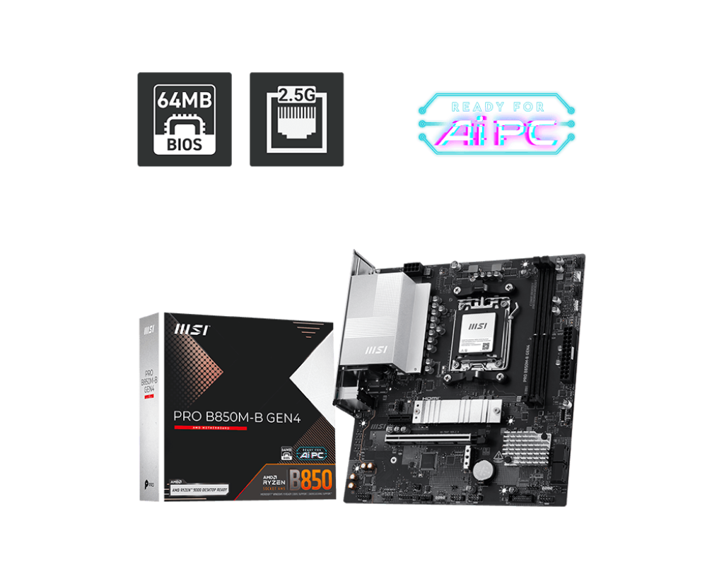 PRO B850M-B GEN4 | PRO Series Motherboards｜Best Motherboard for AI PC｜MSI