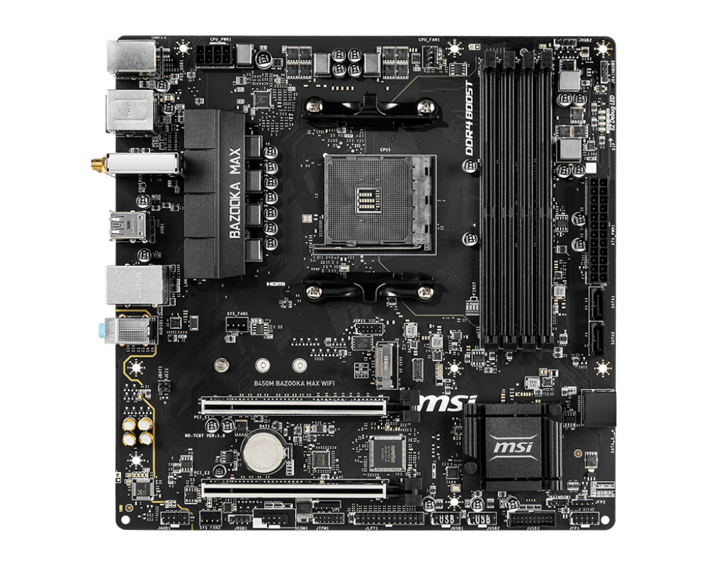 MSI B450M BAZOOKA MAX WIFI (AMD AM4, DDR4, CF, M.2, USB 3.2 Gen 1, Wi ...