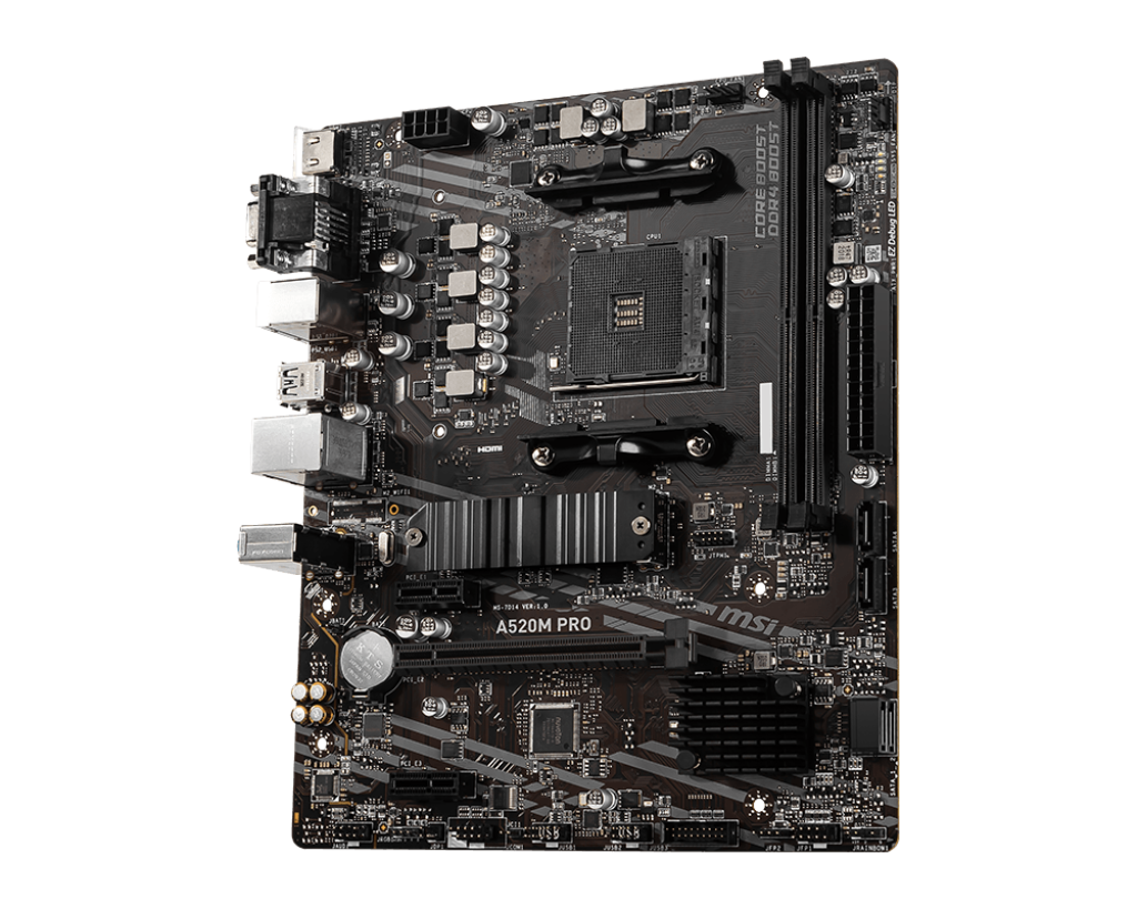  MSI A520M-A PRO Gaming Motherboard (AMD AM4, DDR4, PCIe 3.0,  SATA 6Gb/s, M.2, USB 3.2 Gen 1, DVI/HDMI, Micro-ATX) : Electronics