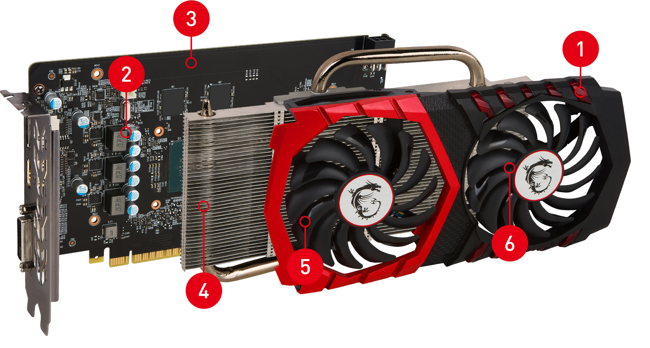 GTX 1050 GAMING X 2G exploded view